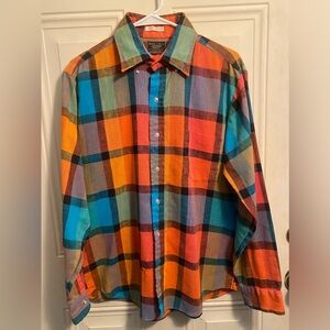 Perma prest button down long sleeve shirt size large